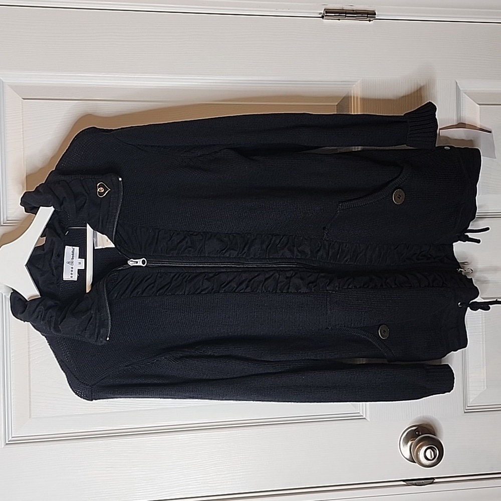 NWT Neon Buddha Open Knit Jasmine Cardigan in Black, Women's Size Medium